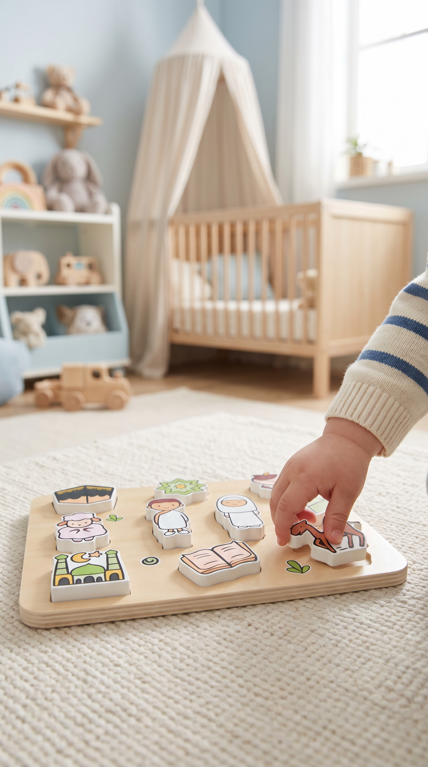 Puzzle en Bois – Les petits pèlerins à Encastrer 🧩🌙 – Image 3